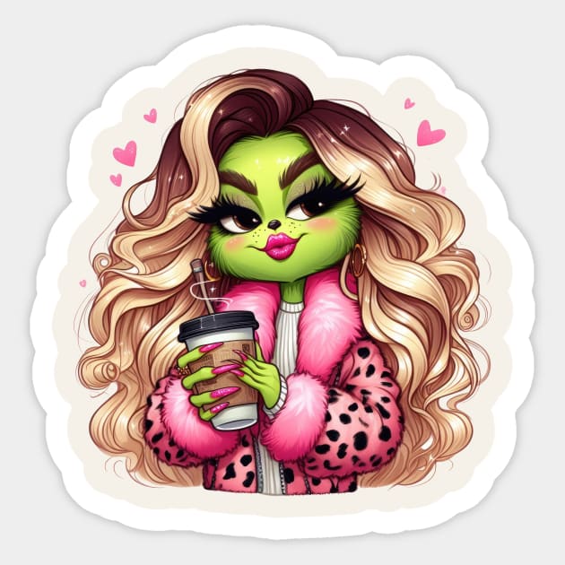 Boujie Green Girl Christmas Sticker by Nessanya